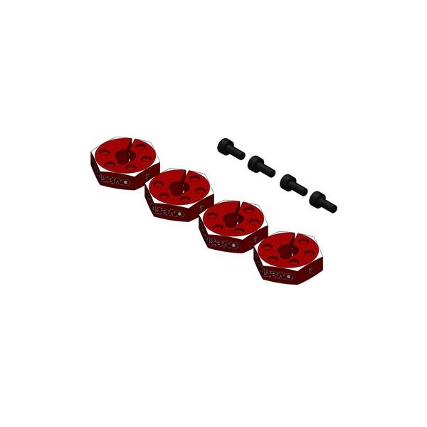 アルミホイールハブセット(4mm/レッド/4pcs) [OD3968]