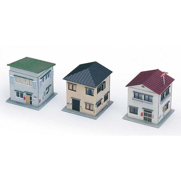 着色済み 住宅セットD（昭和50年代・3棟入り） [2646]