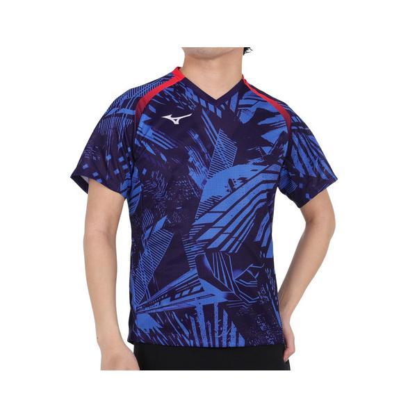 ミズノ（MIZUNO） 卓球ウエア ゲームシャツ 青 ブルー 82JA000120 （メンズ、レディース）