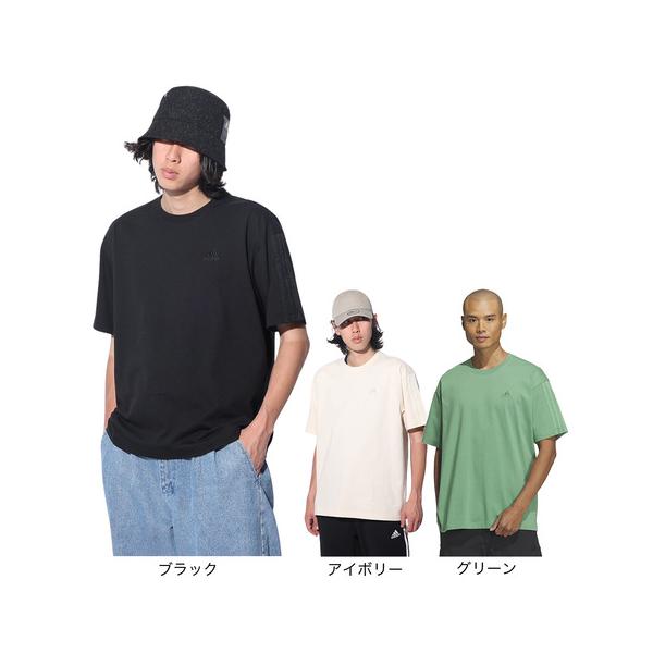 adidas ストライプ 半袖Tシャツ アイボリー/ネイビー adidas アディダス（adidas）（メンズ、レディース）スリー