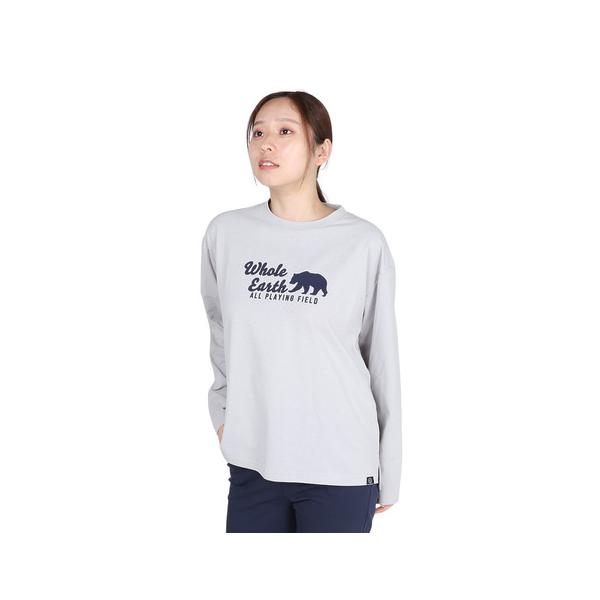 ホールアース（Whole Earth）（レディース）長袖 BEAR Tシャツ WE2TDZ53 GRY ライトグレー 速乾