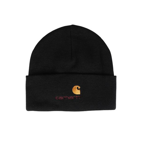 カーハート（CARHARTT）（メンズ、レディース）ニットキャップ アメリカン スクリプトビーニー 黒 I03423589XX25FW ニット帽 防寒