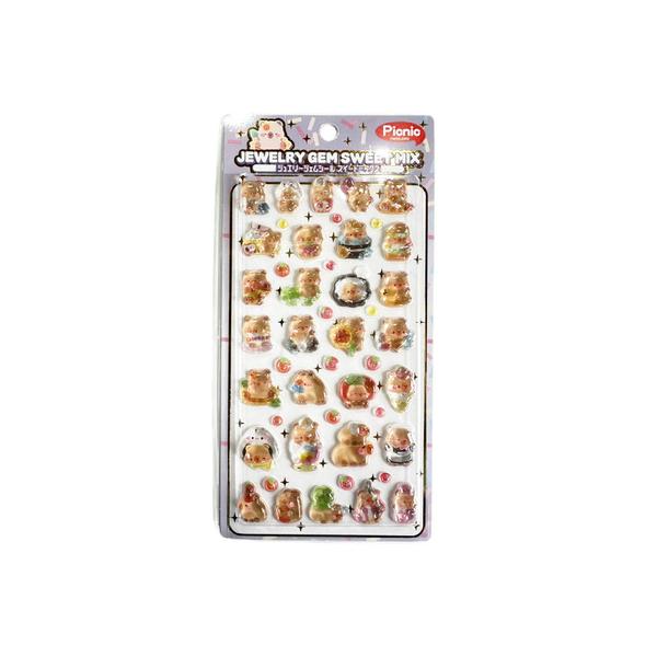 パステル（Pastel）（メンズ、レディース、キッズ）シール ジュエリージェムシール スイートミックス カピバラ JGSM-002 3D立体シール 2WAYプリント ぷっくり