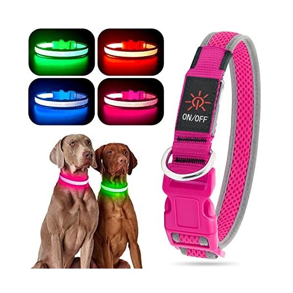 YFbrite 犬 首輪 光る-犬 散歩 ライト 光る首輪 led 首輪 首輪USB充電式調節可能なサイズ3色安全のための視認性の