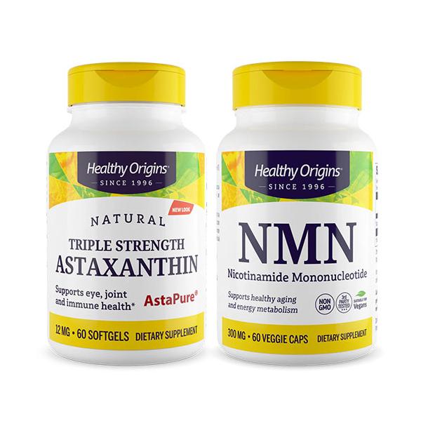 エネルギー＆酸化ケアセット（トリプルストレングス アスタキサンチン 12mg & NMN 300mg）　Healthy Origins ヘルシーオリジンズ