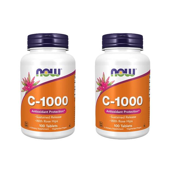 【2個セット】ビタミンC 1000mg ＋ ローズヒップ（タイムリリース型） 100粒 Now Foods ナウフーズ  ビタミンCサプリ