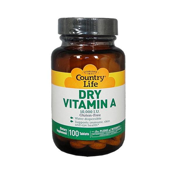 Country Life（カントリーライフ）ドライビタミンA　3,000mcg（10,000I.U.）／100タブレット