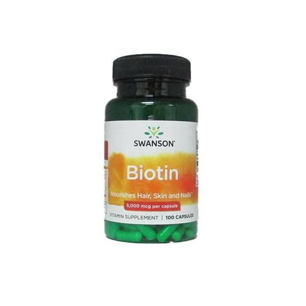 Swanson（スワンソン）ビオチン（ビタミンH） 5000mcg (5mg) 100粒 美容サプリ スキンケア ヘアケア 肌 髪