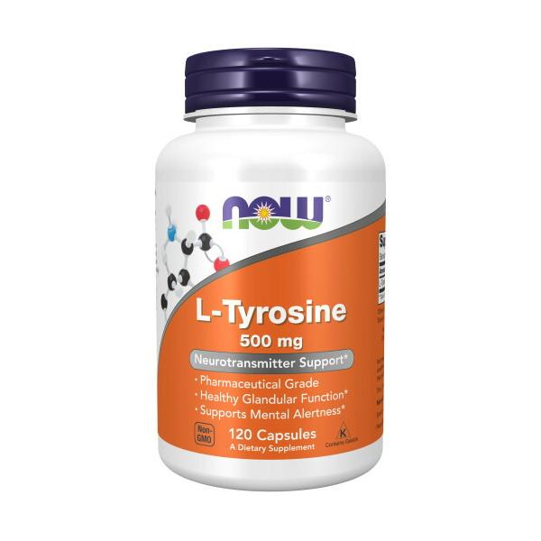NOW（ナウ）L-チロシン 500mg 120カプセル アミノ酸 フェニルアラニン やる気 集中