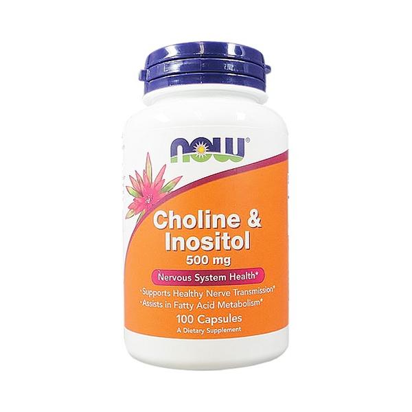 NOW Supplements, Choline & Inositol 500 mg, Healthy Nerve Transmission*, Nervous System Health*, 100 Capsules