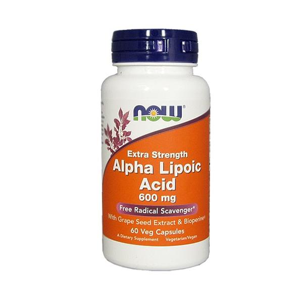 NOW アルファリポ酸 600mg ＆標準化グレープシードエキス ＋バイオペリン／60ベジカプセル