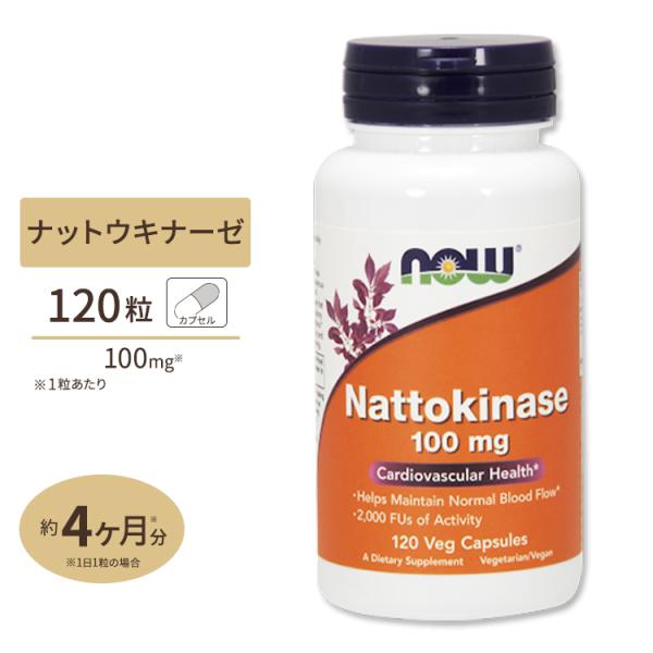 NOW Foods �i�b�g�E�L�i�[�[ (�[���y�f) 100mg 120�� �x�W�J�v�Z�� �i�E�t�[�Y Nattokinase 100mg 120vegcapsules