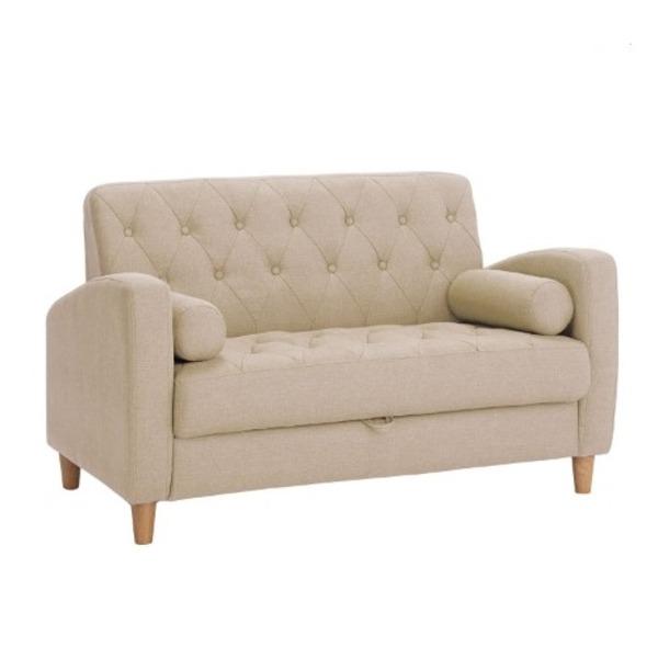 ソファー 約幅123cm 2人掛け ベージュ ファブリック 座面下収納