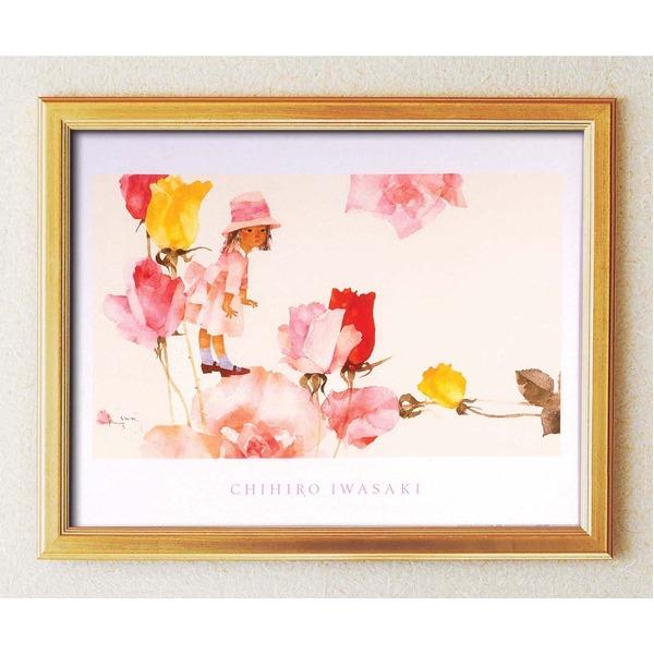 いわさきちひろ ポスター額「花と少女」絵画 ポスター額 金 いわさきちひろ 花と少女 壁掛け用 額 額縁 フレーム