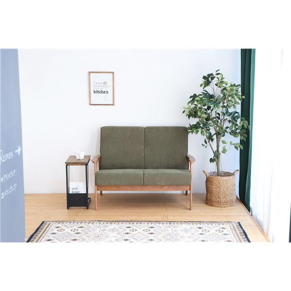 コーデュロイ張地 2人掛けソファ グリーン
