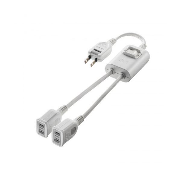 【商品名】 サンワサプライ 一括集中スイッチ付き電源延長コード 2P 2分岐 2個口 ホワイト TAP-EX2SWW  [ TAP-EX2SWW ]