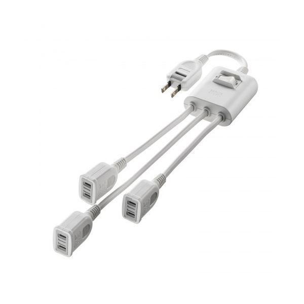 【商品名】 サンワサプライ 一括集中スイッチ付き電源延長コード 2P 3分岐 3個口 ホワイト TAP-EX3SWW  [ TAP-EX3SWW ]