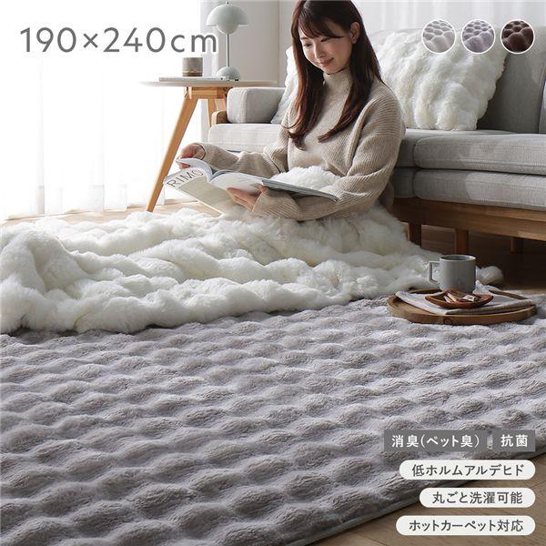 ふわもこ ラグ 約190×190cm グレー 洗える 抗菌 消臭 ペット臭 ふわもこ ラグ 約190×240cm グレー 洗える 抗菌 消臭 ペット臭 滑り