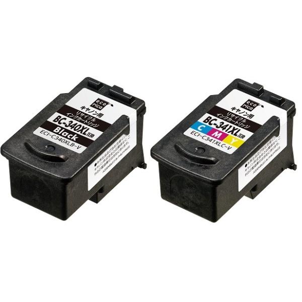 エコリカ　互換インクECI-C340XLB-V　ブラック大容量　JANコード　4571163365665ECI-C341XLC-V　カラー大容量　　JANコード　4571163365672上記2商品　各1個、2個セットです。対応機種PIXU...