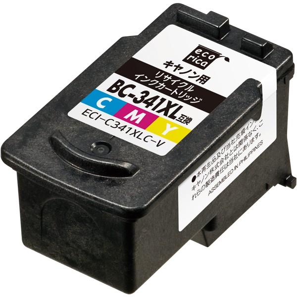 【日本郵便倉庫より365日発送】BC-340XL　ブラック大容量　BC-341XL　カラー大容量　各1個　計2個セット エコリカ リサイクルインクECI-C340XLB-V ECI-C341XLC-V