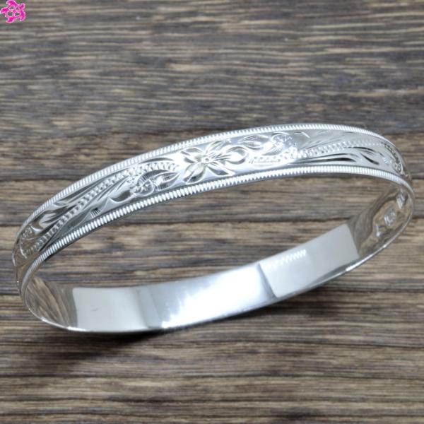 シルバーバングル　ハワイアンジュエリー【※難あり】 ハワイアンジュエリー バングル ハーフエッジ メンズ SV925