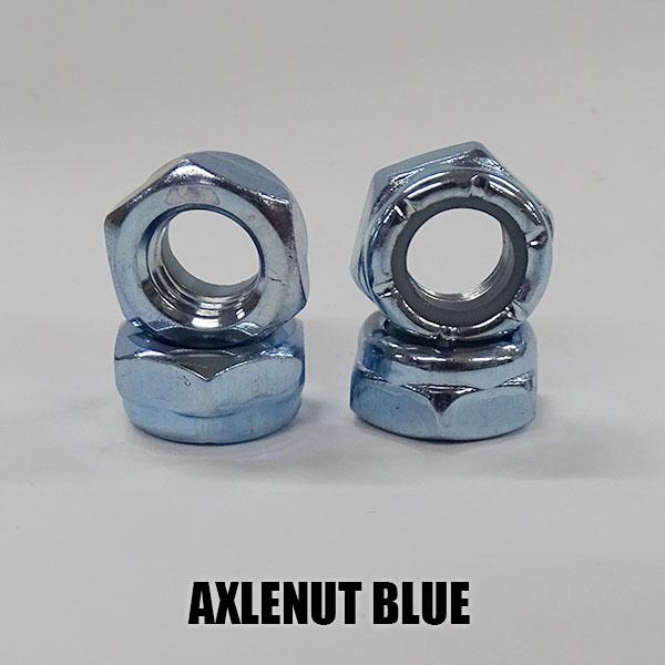 【AXLE NUTS/アクセル ナット】HIGH END/ハイエンド　(BLUE)4個1セット＝スケートボード一台分入っています。アクセルナットはトラックにウィールを取り付けるために必要なパーツです。劣化や無くした時の交換用です。ハイエンド...