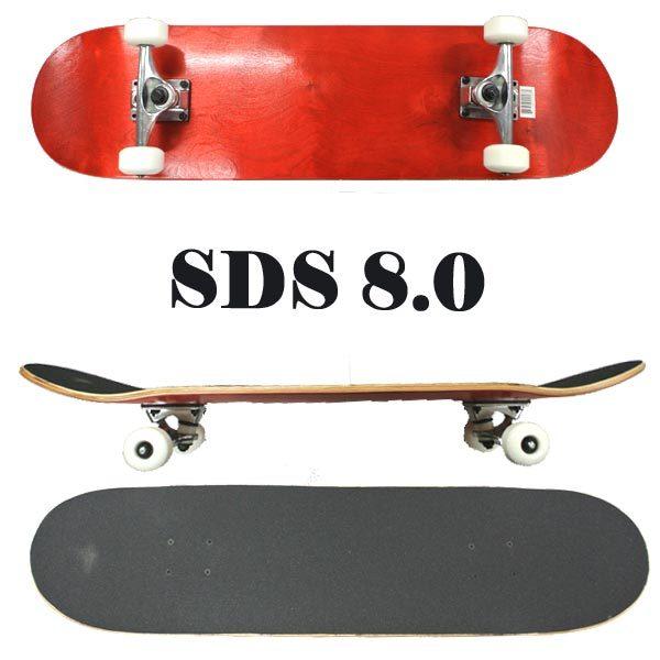 移転セール！在庫限り！SDS/エスディーエス コンプリートスケートボード/スケボー DYED RED 8.0 COMPLETE SK8 [返品、交換不可]