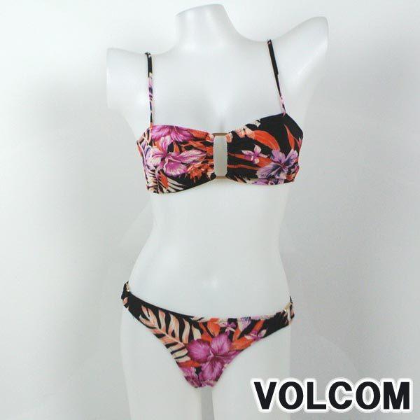 在庫処分！VOLCOM/ボルコム 新作レディース BIKINI YOU DA PALM CROPLETTE TOP/HIPSTER BLACK 女性用 水着 ビキニ [返品、交換不可]