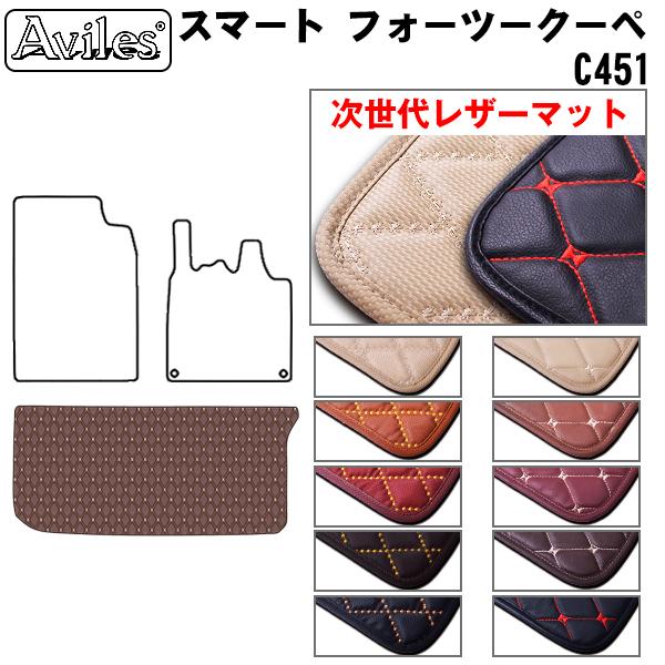 【次世代レザーマット】スマートフォーツークーペ C451 フォーツーカブリオ A451 トランクマット ラゲッジマット トランク用フロアマット
