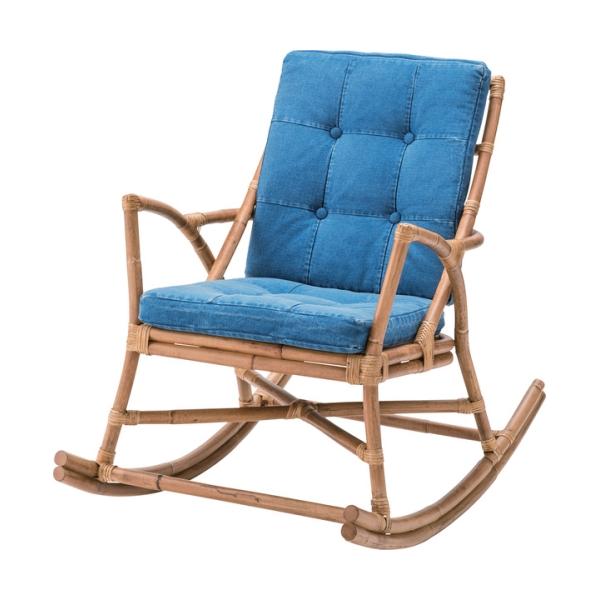 カラー：インディゴサイズ：W62×D96×H87×SH46スペック：ラタン ラッカー塗装 コットン原産地：インドネシア※洗った生地を使用する為、色ムラが出る場合がございます。