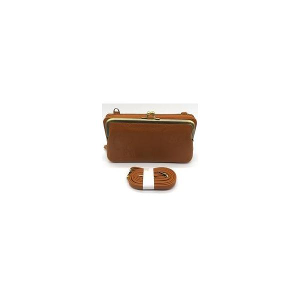 中古バッグ キャメル 本革がま口ポシェット 「PEANUTS(SNOOPY