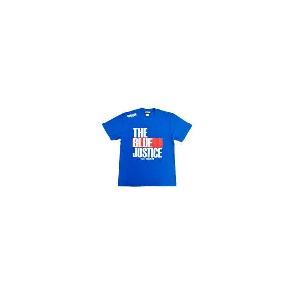 中古Tシャツ(男性アイドル) 永田裕志×コラソン コラボTシャツ THE BLUE JUSTICE ブルー Sサイズ