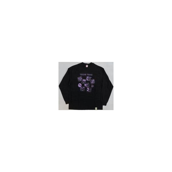 中古Tシャツ ヤンタンGOGO(55)ロンT(Tシャツ)〜ヤンタンTの長袖ver.です。長いは短いを兼ねるのです。〜 ブラック×ラベンダ