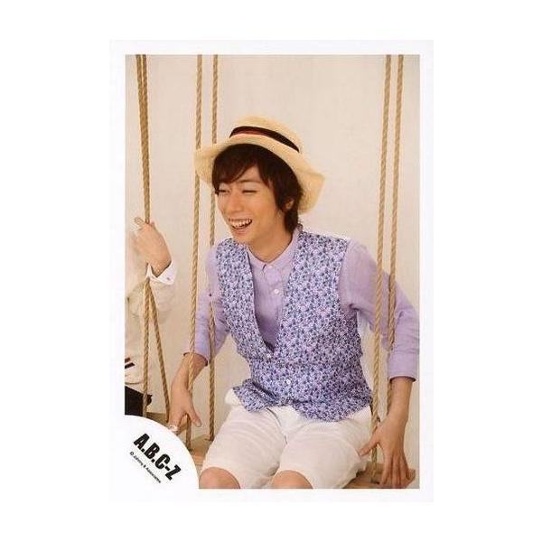 商品名：中古生写真(ジャニーズ) A.B.C-Z/河合郁人/膝上・座り・衣装紫・帽子・目線左・笑顔/「15初夏 コンサート」パンフ＆グッズ撮影オフショット/公式生写真生写真(ジャニーズ)/アイドル/A.B.C-Z