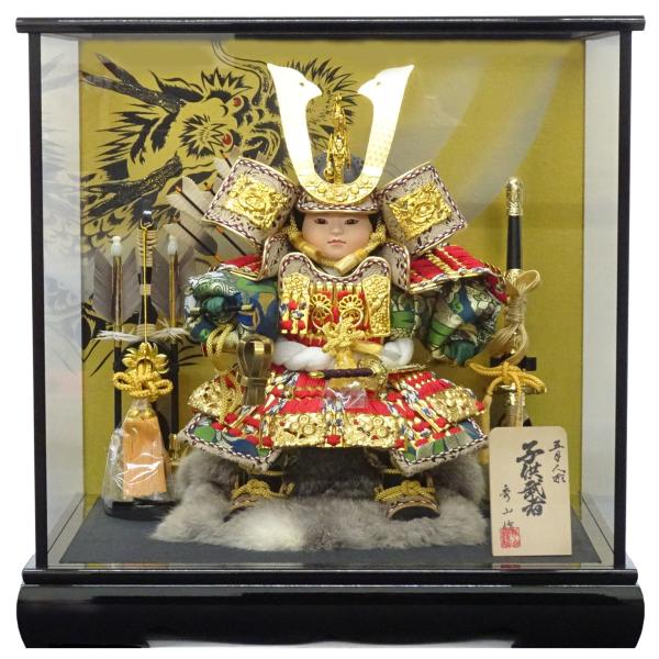 子供陣大将 陣屋飾り 登龍 五月人形 こどもの日 五月人形 子供大将 ケース飾り かわいい 6号大将昇龍絵 : 駿河人形
