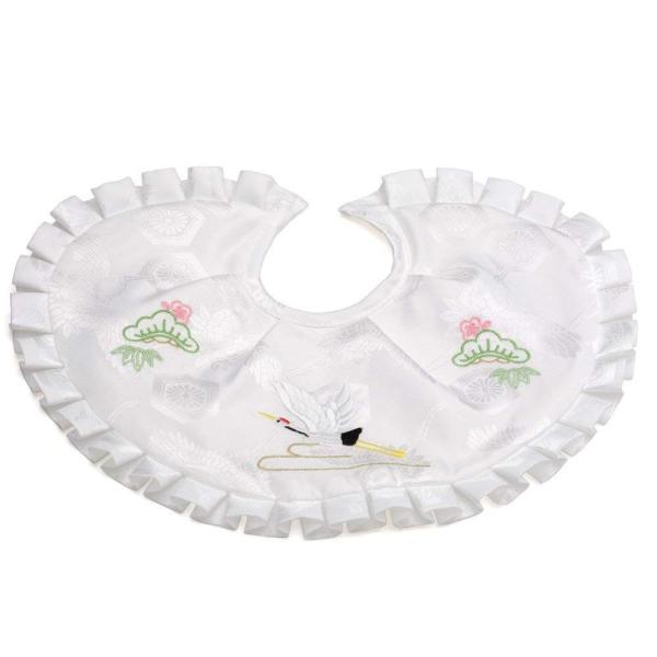 京のみやびお宮参り よだれかけ 鶴刺繍 Nkp ワンタッチワイヤー型 ポリエステル 白 Blusquare Org