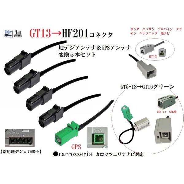 GT13ーHF201 カロッツェリア 地デジアンテナ変換ケーブル＆GPS変換