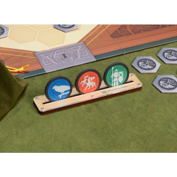 プレイ人数2人分の2枚セットです。ボードゲーム、ウォーチェスト コインホルダー2枚セット素材レーザー加工したMDF板(板厚:約2.5mm)の上にアクリル(板厚:約2mm)をビス止めし、背面にMDF板(板厚:約1mm)を圧着しております。大き...