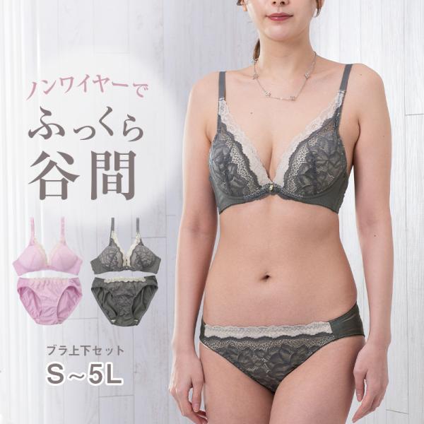 ノンワイヤーブラ ショーツ 上下セット S 〜 5L ブラジャー レディース