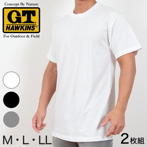 (2枚組) グンゼ tシャツ メンズ 半袖 綿100% M〜LL (下着 インナー シャツ 肌着 クルーネック 丸首 無地 GTホーキンス) (取寄せ)