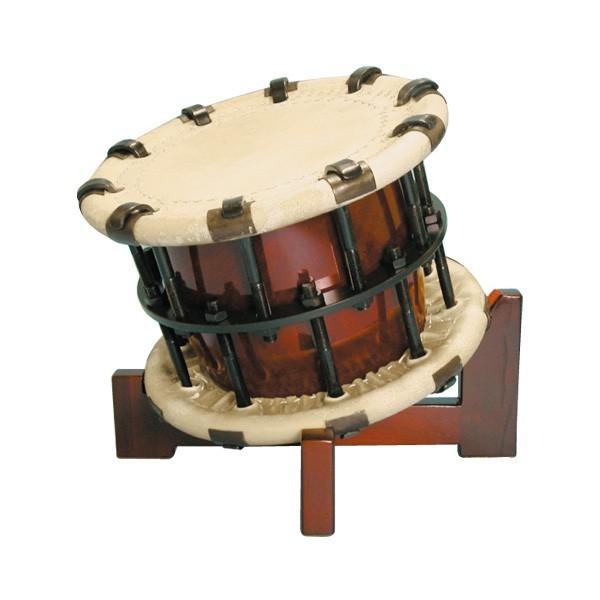 締太鼓カリンくり貫き5丁掛け 締太鼓5丁掛（ボルト締め・くりぬき胴） 木製座り台座セット