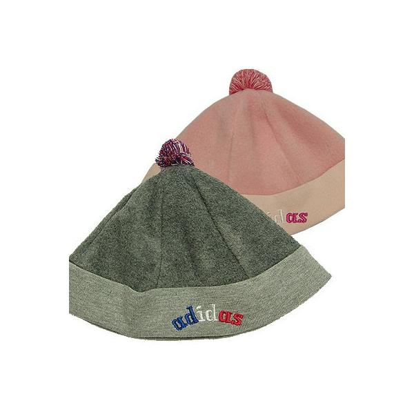 Adidas アディダス 117562-117563ミックスカラーのポンポンとフロントロゴがキュートフリース素材で柔らかく被りやすい、ベビーの頭を守ります。フリース：ポリエステル100%　リブ：ポリエステル43%　コットン43%　ナイロン1...