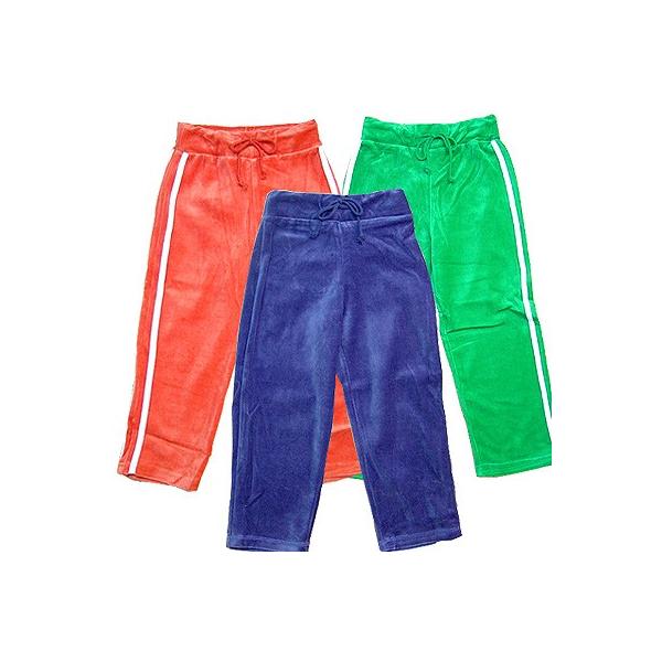 パッとビビットに演出してくれる発色のよいベロアパンツ。ウエストにしっかりフィットする幅広ゴムに飾りひも入りで履きやすさにも自信アリ。カジュアルなデザインだから毎日の通園にも◎。トレーナーやTシャツと合わせてヘビーローテーション★セール SALE