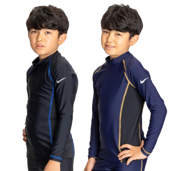 [Release date: April 10, 2025]ブランド：NIKE ナイキ品　名　：ナイキ SS25 ボーイズ 長袖 ラッシュガード品　番　： 1991108カラー　：020-本体:ネイビー/ステッチ:ゴールド、010-本体:ブ...