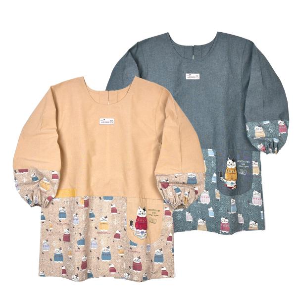 [Release date: July 25, 2023]ブランド：クスグルジャパン Kusuguru Japan品　番　：23-6525品　名　：ねこぜがわさん   釦リボンあきカッポウカラー　：#1/BE ベージュ、#2/GR グリーン...