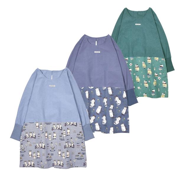 [Release date: July 30, 2025]ブランド：クスグルジャパン Kusuguru Japan品　番　：25-8552品　名　：キャラクターカッポウアラカルト 釦リボンあきカッポウカラー　：ネコまるけ柄 #1/BL ブル...