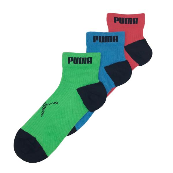 [Release date: October 29, 2025]ブランド：Puma プーマ 品　名　：キッズ 消臭加工 くつ下 3足組 クォーターソックス 品　番　：4293-346カラー　：01-3色アソート(レッド、ブルー、グリーン)素...