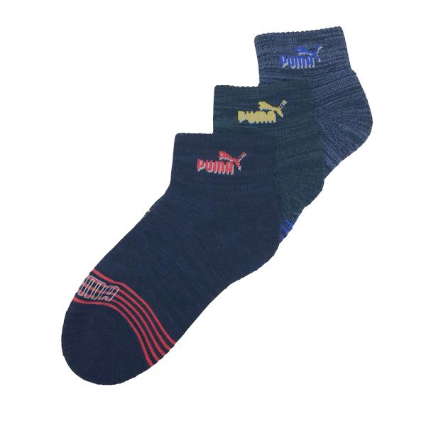 [Release date: October 29, 2025]ブランド：Puma プーマ 品　名　：キッズ 消臭加工 くつ下 3足組 クォーターソックス 品　番　：4293-348カラー　：02-3色アソート(ブラック、グレー、ブルー)素...