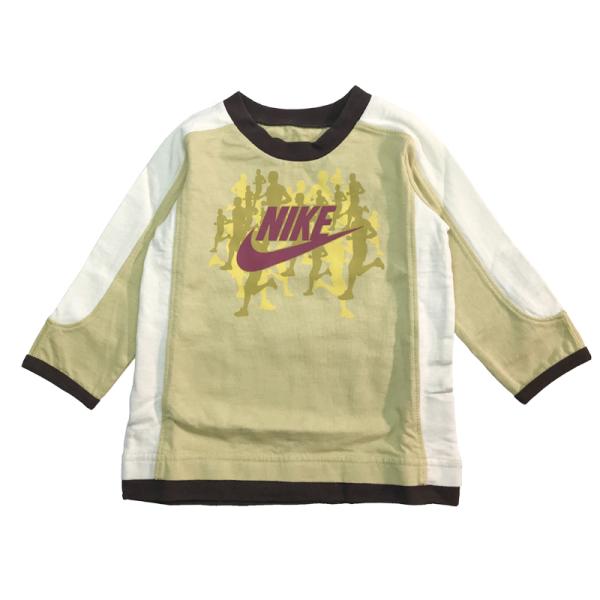 ブランド：NIKE ナイキ品　名　：ナイキ ロゴ 長袖 ロンTee品　番　：577531カラー　：Mサイズ　：80cm素  材　：本体 綿100%、リブ部 綿95% ポリウレタン5%コメント：袖、脇がカラー機切り替えのロンTeeです。胸のラ...