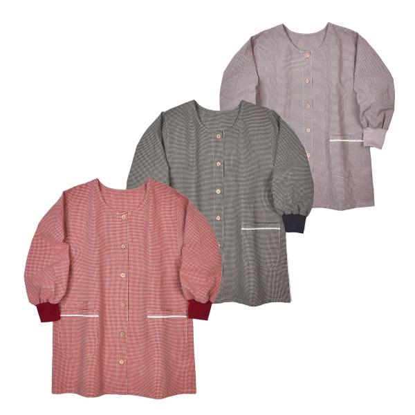 [Release date: August 30, 2023]ブランド：クスグルジャパン Kusuguru Japan品　番　：KSK-304品　名　：リップルチェック 前釦あきスモックカラー　：#1/RD アカ、#2/BK クロ、#3/P...